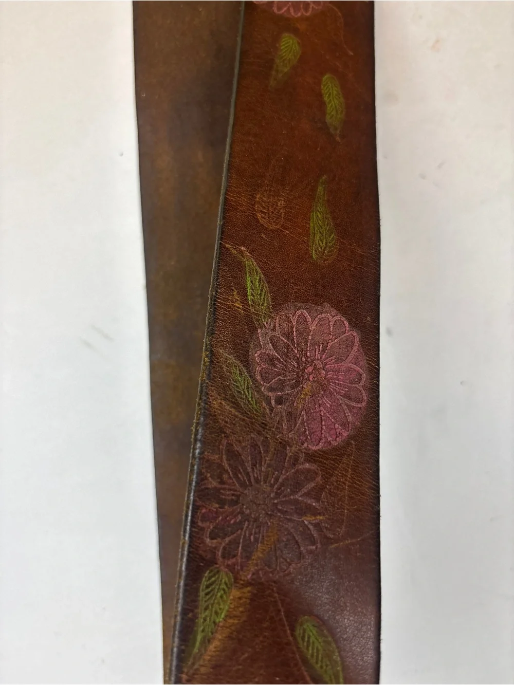 Tex Tan tooled Leather Men's Belt with Floral Detail